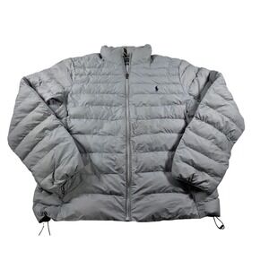 Polo Ralph Lauren Performance Puffer Jacket Mens Large Grey Full Zip Quilted